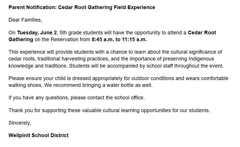 5th Grade Cedar Root dig